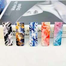 12pcs Assorted Marble Design Magnetic Bookmarks - Page Markers For Readers, Students, Teachers & Office Use Back To School