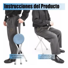 Bastón Con Asiento Plegable De 3 Apoyos - Banco - Negro - Ver 8