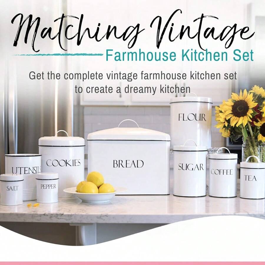 Farmhouse Extra Large Bread Box For Kitchen Countertop White Bread