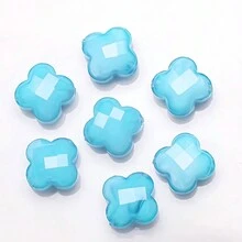 30 hạt pha lê hình cỏ ba lá 4 lá màu ngọc bích 12mm khắc tinh thể có lỗ ở giữa dùng làm phụ kiện trang sức DIY - Cỏ bốn lá ngàn hoa - Xem 4