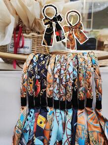 3条复古长款丝带发带，波西米亚风发带，女士头巾，时尚发饰，可调节编织发带，适合运动、瑜伽、健身，打结缎面发带，蝴蝶结波西米亚风可调节防滑发带，适合女性（黑色、橙色、蓝色），发箍，发圈头饰 - 彩色 - 查看 4