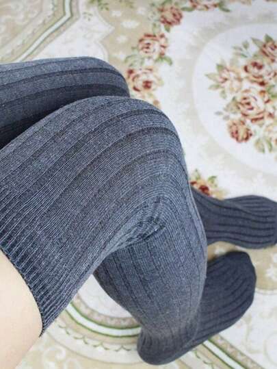 1 双大腿高保暖柔软舒适秋冬袜，过膝针织旅行户外运动腿套