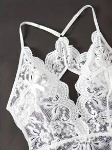 Lace Bodysuit Sexy Lingerie Gift With Jewelry Bodysuit - 白色 - 查看 3