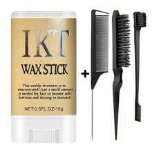ikt 3pcs/1pc Hair Control Wax Stick Set: Smooth Bar For Taming Frizz, Edge Brush & Rat Tail Comb For Styling Loose Curls - Non-Greasy Hair Styling Product, Suitable For All Hair Types