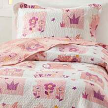 Colcha Cobre leito Solteiro com 2 Peças Tecido Dupla Face Estampada com Porta Travesseiro 150 Fios Personagens - Princesas - Visão 4