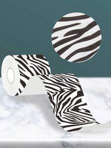 1 pieza de papel higiénico con textura 3D impresa, patrón de cebra de colores, diseño creativo para uso doméstico - Multicolor - Ver 3