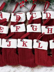 1 Meia de Natal Vintage Vermelha Tricotada, Meia de Natal Alegre com Pingente de Letra Inglesa com Capuz, Ideal para Decoração de Festa de Ano Novo de 2025, Meia de Natal Personalizada com Inicial, Decoração para Lareira, Enfeite para Árvore de Natal, Conjunto de Presente Surpresa para a Véspera de Natal, Presente de Natal, Decoração de Aniversário para Casa, Enfeite de Natal de Inverno - meias de natal - Ver 8