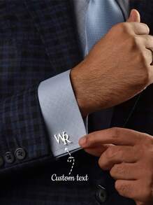 Par de gemelos personalizados con dos letras, gemelos de acero inoxidable personalizados, camisa de traje para hombres, regalo para el Día del Padre, duraderos, grabados, coloridos, lindos, adorables, divertidos, Kawaii, Y2K, elegantes, unisex, casuales, personalizados, únicos, obsequios ideales para él, obsequios ideales para ella, novia, novio, familia, amigos, niños, para aniversarios, para el Día de San Valentín, para el Día de la Madre, para cumpleaños, para el Día del Niño, para el Día del Padre, para graduaciones, para bodas, para inauguración de vivienda - Multicolor - Ver 1