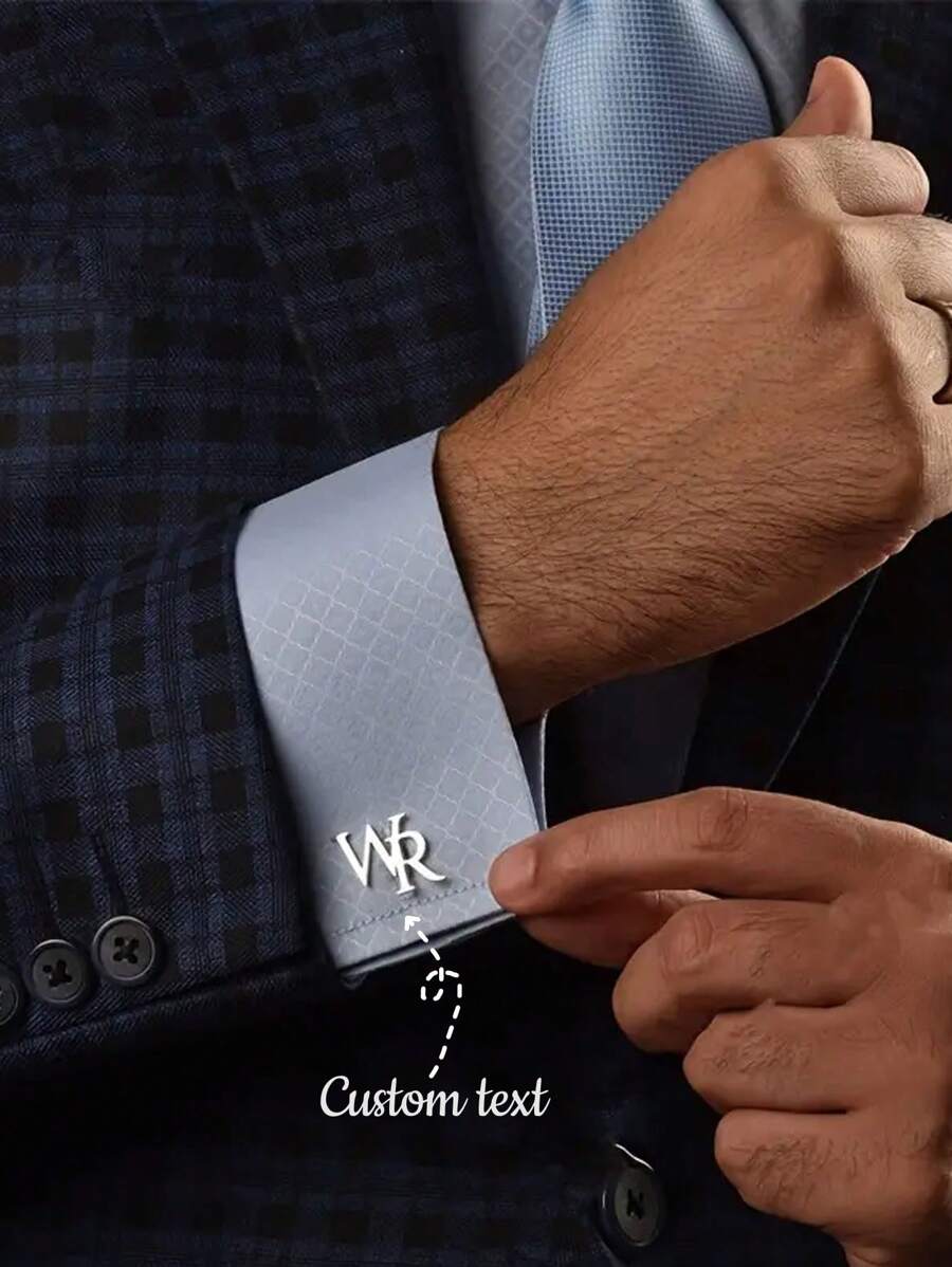 Par de gemelos personalizados con dos letras, gemelos de acero inoxidable personalizados, camisa de traje para hombres, regalo para el Día del Padre, duraderos, grabados, coloridos, lindos, adorables, divertidos, Kawaii, Y2K, elegantes, unisex, casuales, personalizados, únicos, obsequios ideales para él, obsequios ideales para ella, novia, novio, familia, amigos, niños, para aniversarios, para el Día de San Valentín, para el Día de la Madre, para cumpleaños, para el Día del Niño, para el Día del Padre, para graduaciones, para bodas, para inauguración de vivienda - Multicolor - Ver 1