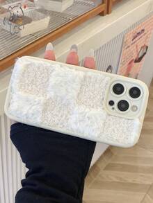 Winter Fashion Plaid Shearling Protective Case Compatible With Iphone, Shock-Proof - Beige - View 6