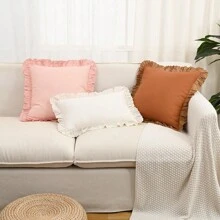 1pc Velvet Embroidered Trim Cushion Cover, Excluding Pillow Insert, Minimalist Style For Living Room, Sofa, Bedroom, Party Decor