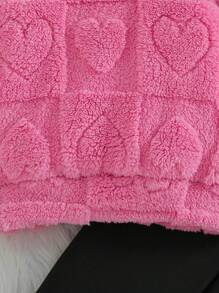 Young Girl Comfortable Hooded Sweatshirt And Plush Solid Color Casual Leggings Set, Winter Outfit