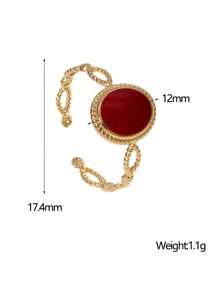 1 pieza Anillo abierto geométrico clásico vintage de acero inoxidable, estilo de lujo de alta gama, adecuado para uso diario y de fiesta de mujeres