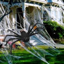 2 Packs 35.4inch Halloween Giant Hairy Spider Realistic Scary For Indoor Outdoor Home Yard Haunted Yard Decorations Car Decor Creates Spine-Tingling Atmosphere