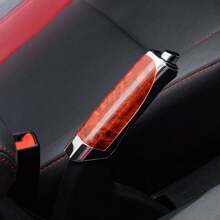 1pc Car Handbrake Cover, Carbon Fiber Pattern, Handbrake Decoration Sleeve, Handbrake Protector, Peach Wood Color