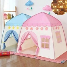 Large Princess Play Tent For Kids -With 118Inch Star Light- Pink Blue Starry Sky Theme, Durable Polyester & Steel Frame, Perfect For Boys & Girls - Ideal Birthday Or Holiday Gift