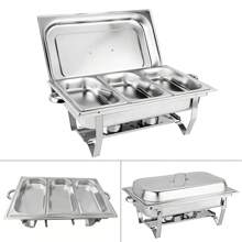 WUPYI 3 * 3L Chafing Dish Buffet Food Pan Set Stainless Steel Catering Food Warmer - Bạc - Xem 2