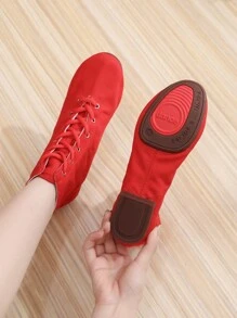 Lace Up Jazz Boots High-Top Dance Shoes For Adults Detachable Rubber Sole Soft Bottom Practice Dance Shoes Ballet Shoes Red Thick Bottom Sports Shoes Indoor Outdoor Dance Sneakers Classical Dance Belly Dance Shoes Yoga Training Autumn Winter Boots Latin/Ballroom Dance Shoes/Cha Cha Dance/Practice Dance Shoes/Dance Performance/Tango/International Folk Dance Comfortable Wear-Resistant Non-Slip Breathable Lightweight Women Shoes - Red - View 4