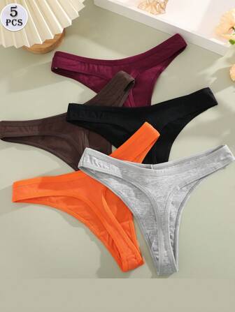 5 件/包舒适女式丁字裤，柔软内衣适合运动和日常使用，多件装 XS-XL，适合所有季节