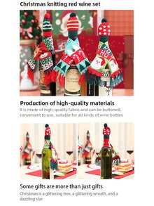 1 Stück zufälliger Stil Weihnachts Weinflasche Dekoration, Weihnachts Schal & Mütze Set, Weihnachts Rotwein Flasche Abdeckung Heim Dekoration Weihnachtsdekorationen Raumdekoration Winter