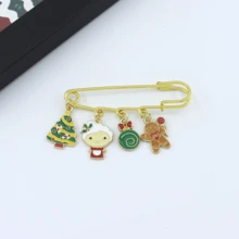 1 件圣诞系列金属胸针，卡通圣诞老人和驯鹿雪徽章时尚配饰，圣诞礼物，多功能装饰 - 彩色 - 查看 7