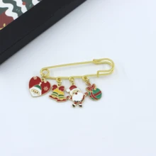 1 件圣诞系列金属胸针，卡通圣诞老人和驯鹿雪徽章时尚配饰，圣诞礼物，多功能装饰 - 彩色 - 查看 8