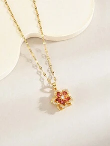 1 件装豪华礼盒装旋转五瓣锆石项链女士圣诞礼物 - 藍色禮盒會轉動的五瓣花項鍊 - 查看 7