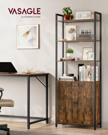 VASAGLE Libreria Scaffale a 6 Ripiani, Libreria Verticale con, Struttura in Metallo, Ripiani Regolabili, 24 x 60 x 159,5 cm, Salotto Camera da Letto, Nero Ebano e Nero Inchiostro/Marrone Vintage e Nero Inchiostro - Castano - Visualizzare 1