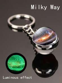 精致夜光玻璃球双面水晶钥匙扣礼品套装 - 星空星系/地球/太阳/月亮/火星/水星/木星/土星万圣节圣诞节礼物星星吊饰小礼物 - 彩色 - 查看 16