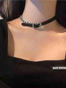 1 szt. Spersonalizowany naszyjnik choker w stylu punk rockowym z czarnej skóry dla fajnych akcesoriów imprezowych dla dziewczyn