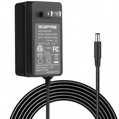 AC Adapter 12V-2A Power Cord 5.5mm X 2.1mm Male Universal Power Supply With US Plug, 24W AC/DC Converter UL/FCC Certified