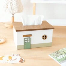 1pc Wooden Tissue Box,Vintage Desk Organiser, Simple Japanese Style Tissue Box,Office Desk Accessories,Paper Storage,Desktop Small Items Remote Control Storage Rack,For Home Dining Room,Living Room,Bedroom,Bedside Table,Organization And Storage,Gift - Multicolor - View 4