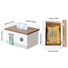 1pc Wooden Tissue Box,Vintage Desk Organiser, Simple Japanese Style Tissue Box,Office Desk Accessories,Paper Storage,Desktop Small Items Remote Control Storage Rack,For Home Dining Room,Living Room,Bedroom,Bedside Table,Organization And Storage,Gift - Multicolor - View 3