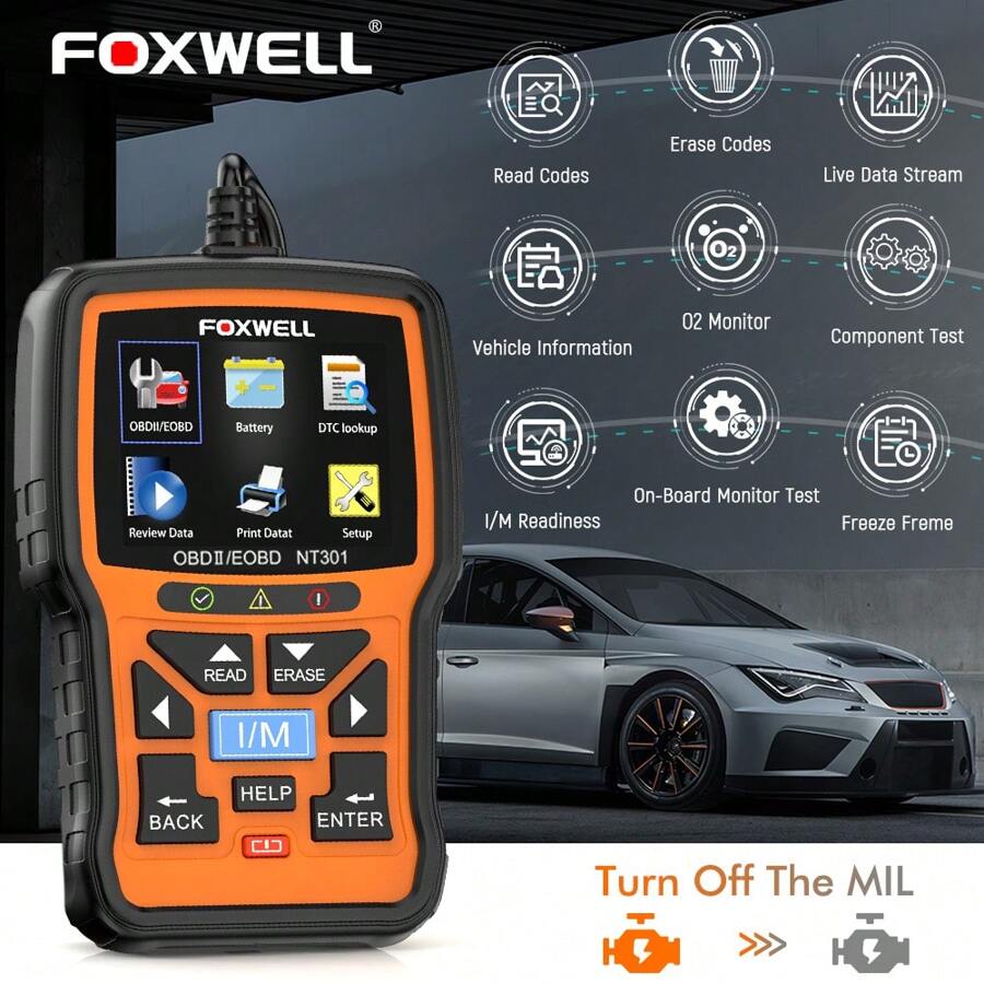 Foxwell NT301 OBD2 Scanner Code Reader OBD II Check Engine Automotive