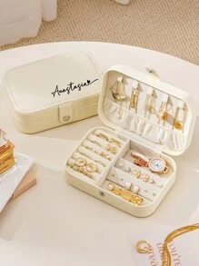 Boîte à bijoux personnalisée en PU avec nom, étui de rangement pour bijoux personnalisé avec compartiments ajustables, cadeaux personnalisés pour femme, demoiselle d'honneur, mère, amie, enseignante, rentrée scolaire