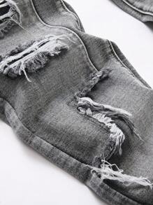 Men's Fashion Ripped Skinny Daily Wear Casual Jeans - Grey - View 5