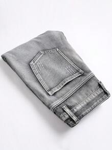 Men's Fashion Ripped Skinny Daily Wear Casual Jeans - Grey - View 8