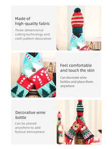 1 Stück zufälliger Stil Weihnachts Weinflasche Dekoration, Weihnachts Schal & Mütze Set, Weihnachts Rotwein Flasche Abdeckung Heim Dekoration Weihnachtsdekorationen Raumdekoration Winter