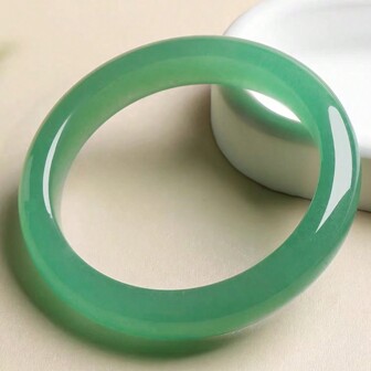 1款天然A級翡翠手鏈，寶石手鏈，優質珠寶（多種顏色和尺寸可選）女性時尚手鏈，療癒冥想手鏈，平滑的綠色寶石手鏈，天然石手鏈，可促進智慧、平衡和和平，送給她一份禮物。