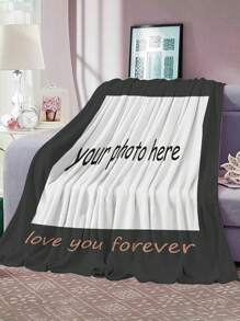 Customized "Love You Forever" Photo Frame Fleece Blanket, Customized Family Portrait Fleece Blanket, Thick Flannel Fleece Blanket - Love You Forever Photo Frame Picture Customization - View 4