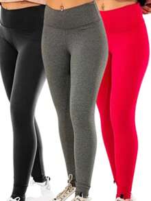 Kit 3 Fitness Leggings Suplex Gym Pants Without Transparency - Đen + Xám + Hồng - Xem 2