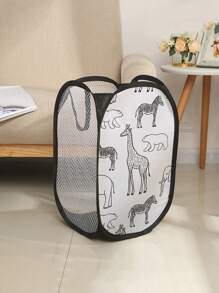 1 件卡通可折叠网状洗衣篮，三面网状脏衣服收纳篮，适用于婴儿房、宿舍、浴室 - 彩色 - 查看 6