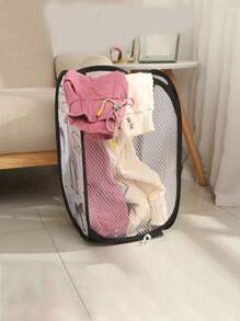 1 件卡通可折叠网状洗衣篮，三面网状脏衣服收纳篮，适用于婴儿房、宿舍、浴室 - 彩色 - 查看 4