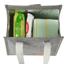 1pc Minimalist Vertical Lunch Bag, Student Insulated Lunch Box Bag, Office Worker Food Container Carry Bag, Large Capacity