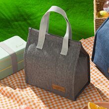 1pc Minimalist Vertical Lunch Bag, Student Insulated Lunch Box Bag, Office Worker Food Container Carry Bag, Large Capacity