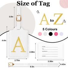 Initial Luggage Tags Monogrammed PU Leather Luggage Tags Embroidered Luggage Tags For Suitcases Travel Luggage Tags For Baggage Bags(White) Luggage Tag Travel Accessories Travel Essentials Travel Organizer For Beach Summer Vacation Back To School Bag For School School Accessories School Stuff