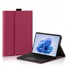 Carcasa/estuche/funda protectora compatible con Microsoft Surface Pro 10 9 8 7 6 5 4 2 en 1 Laptop, Go 4 3 2 1 Tablet, cubre teclado - Rosa Fucsia - Ver 5