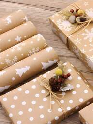 3m 300cm*43cm Carta kraft naturale vintage per confezioni regalo di alberi di Natale, decorazioni fai-da-te per regali, Natale e San Valentino