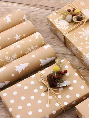 3m 300cm*43cm Carta kraft naturale vintage per confezioni regalo di alberi di Natale, decorazioni fai-da-te per regali, Natale e San Valentino
