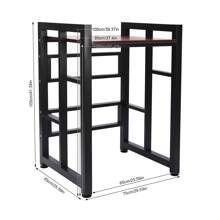 Giá để máy giặt và máy sấy, Kệ để máy giặt và máy sấy, Giá để đồ cho phòng tắm khi trở lại trường - Màu Đen + Gỗ Tếch - Xem 2